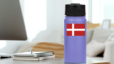 Denmark Flag Sticker on a Water Bottle (New) example