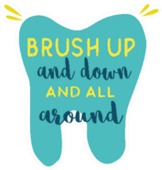 Dental Handwritten brush Up And Down And All Around Sticker