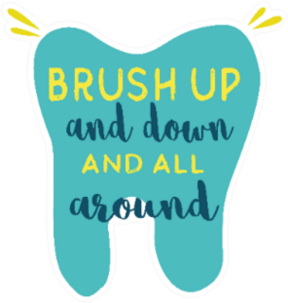 Dental Handwritten brush Up And Down And All Around Sticker