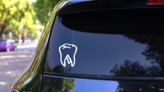 Dental Molar Tooth Sticker on a Rear Car Window (New) example