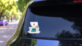 Dental Office Dentist And Patient Illustration Sticker on a Rear Car Window (New) example