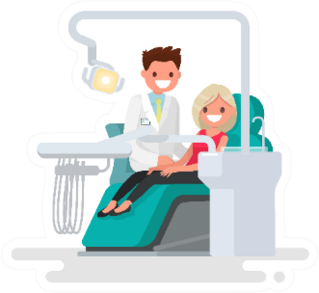 Dental Office Dentist And Patient Illustration Sticker