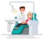 Dental Office Dentist And Patient Illustration Sticker