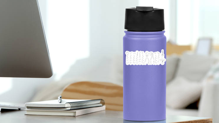 Dental Tools Line Art Icon Set Sticker on a Water Bottle (New) example