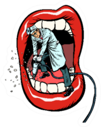 Dentist Jackhammer Drilling Teeth Pop Art Illustration Sticker