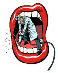 Dentist Jackhammer Drilling Teeth Pop Art Illustration Sticker