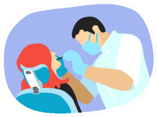 Dentist Man Treats A Woman Illustration Sticker