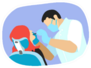 Dentist Man Treats A Woman Illustration Sticker