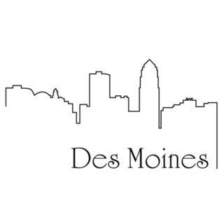 Des Moines City One Line Drawing Sticker