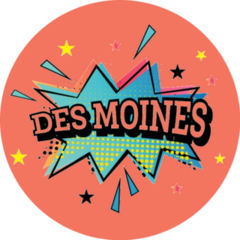Des Moines Comic Text In Pop Art Sticker