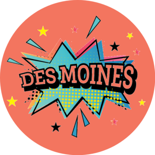 Des Moines Comic Text In Pop Art Sticker