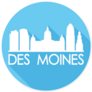 Des Moines Iowa Blue Circle Sticker