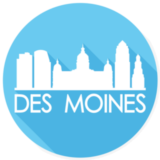 Des Moines Iowa Blue Circle Sticker