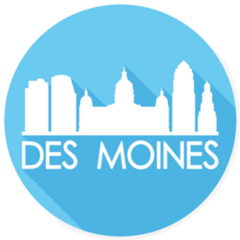 Des Moines Iowa Blue Circle Sticker