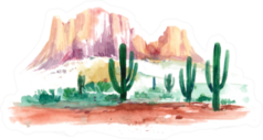 Desert Arizona Hand Drawn Watercolor Illustration Sticker