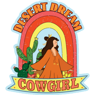 Desert Dream Cowgirl Illustration Sticker