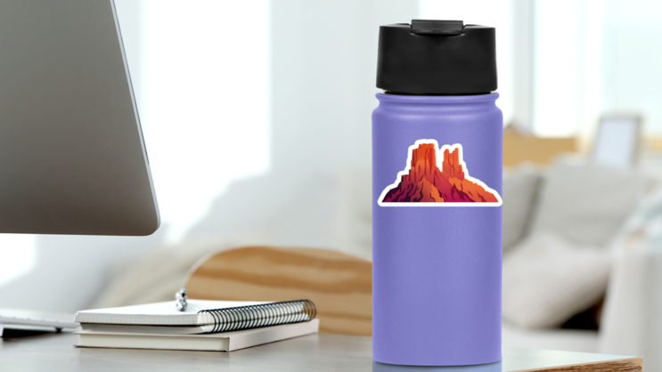 Desert Rocks Arizona Landscape Sticker on a Water Bottle (New) example