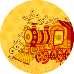 Design Of Indian Railway In Floral Art Style Sticker