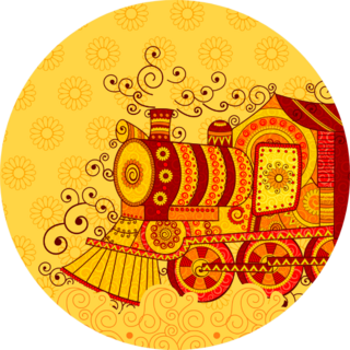Design Of Indian Railway In Floral Art Style Sticker