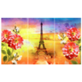 Designer Oil Paintings Eiffel Tower, Red Flowers Sticker