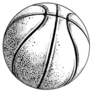 Detailed Black and White Hand Drawing of a Basketball Sticker