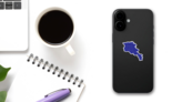 Detailed Blue Armenia Map Sticker on a Phone (New) example