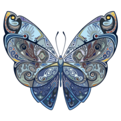 Detailed Blue Butterfly with Delicate Pattern Sticker