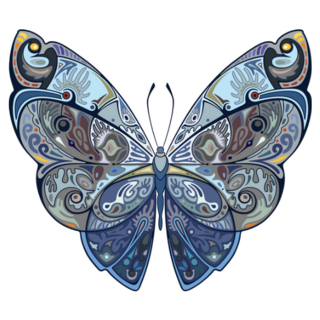 Detailed Blue Butterfly with Delicate Pattern Sticker