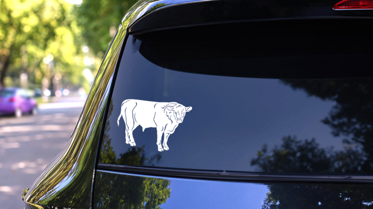 Detailed Bull Sticker on a Rear Car Window (New) example