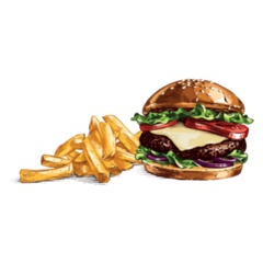 Detailed Color Burger And French Fries Sticker