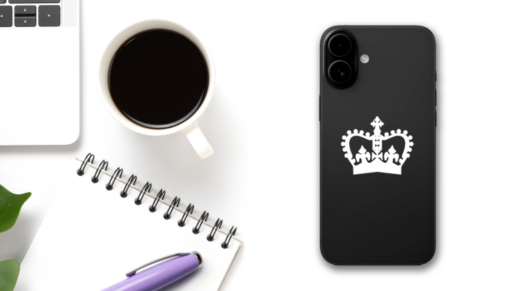 Detailed Crown Sticker on a Phone (New) example