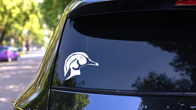 Detailed Duck Head Sticker on a Rear Car Window (New) example