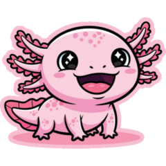 Detailed Happy Axolotl Sticker