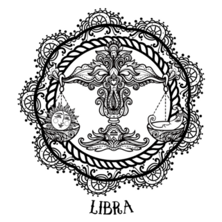 Detailed Libra Line Art Zentangle Tattoo Sticker