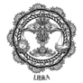 Detailed Libra Line Art Zentangle Tattoo Sticker