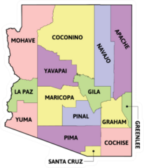 Detailed Map Of Arizona Counties Sticker
