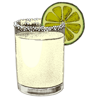 Detailed Margarita Cocktail With Lemon Slice Sticker