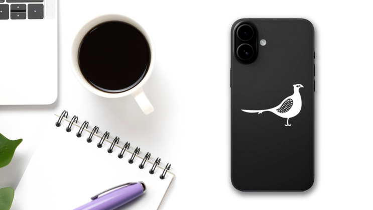 Detailed Pheasant Sticker on a Phone (New) example