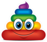 Detailed Rainbow Poop Emoji Face