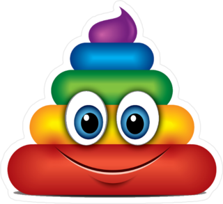 Detailed Rainbow Poop Emoji Face