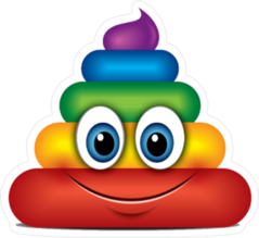 Detailed Rainbow Poop Emoji Face