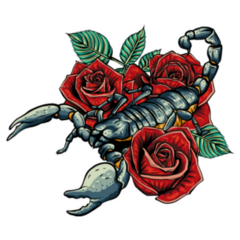 Detailed Scorpio In Frame Of Roses Sticker