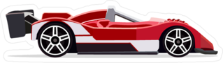 Detailed Side View Red White Racing Car Sticker