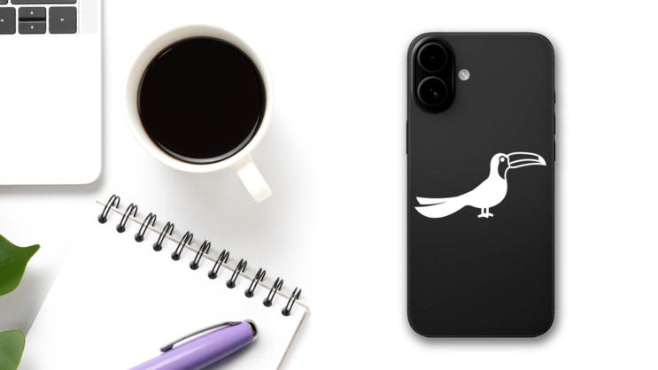 Detailed Toucan Sticker on a Phone (New) example