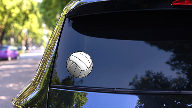 Detailed Volleyball Ball Illustration Sticker on a Rear Car Window (New) example