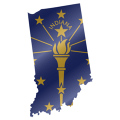 Detailed Waving Flag Map Of Indiana Sticker