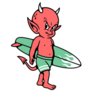 Devil Baby With Surfboard Sticker