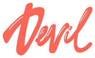 Devil Calligraphic Design Sticker