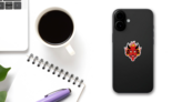 Devil Flame Character Sticker on a Phone (New) example