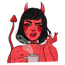 Devil Girl Dissatisfied Drinks Coffee Sticker